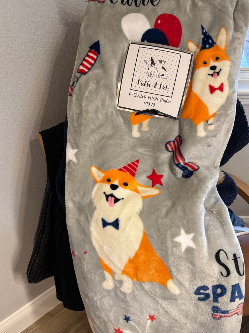Oversized Corgi Plush Throw Blanket